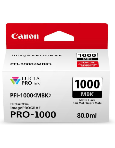 PFI-1000 MBK - Cartouche Canon Originale Noire mate 80 ml - 0545C001AA