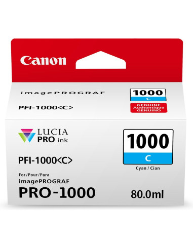PFI-1000 C - Cartouche Canon Originale Cyan  80 ml - 0547C001AA