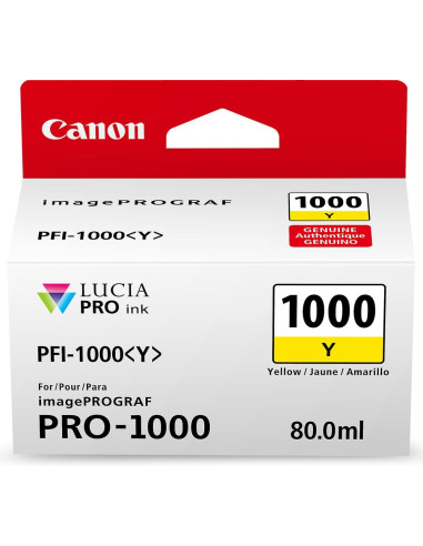 PFI-1000 Y - Cartouche Canon Originale Jaune  80 ml - 0549C001AA