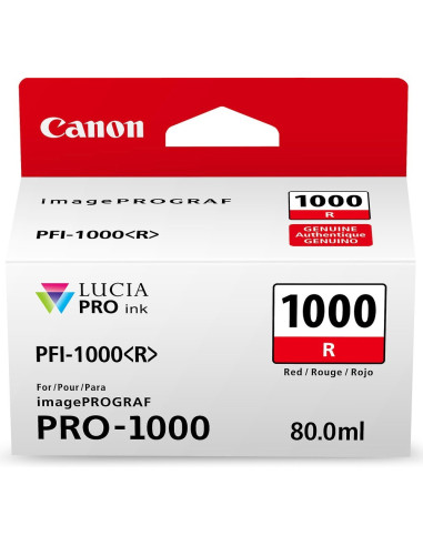 PFI-1000 R - Cartouche Canon Originale Rouge  80 ml - 0554C001AA