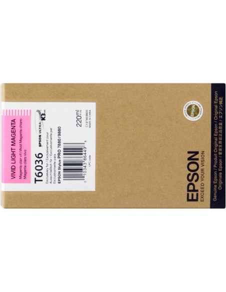 C13T603600 - Cartouche d'encre originale Epson Magenta clair vivid 220 ml