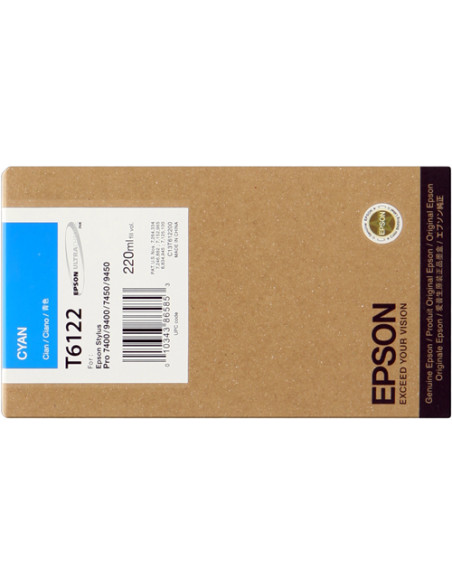 C13T612200 - Cartouche d'encre originale Epson cyan 220 ml