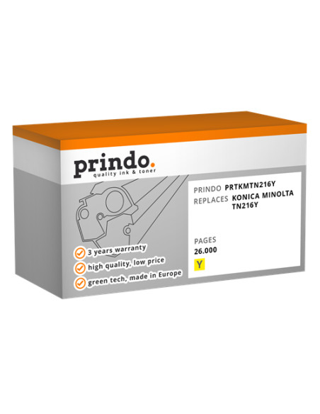 Toner Compatible Jaune pour Konica bizhub C220 - 26 000 pages référence TN216Y