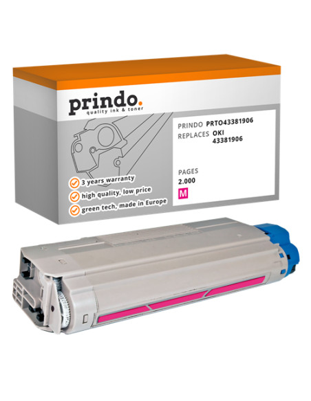 Toner Compatible Magenta pour OKI C5600n - 2 000 pages référence 43381906