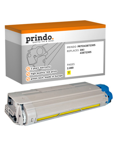 Toner Compatible Jaune pour OKI C5650 - 2 000 pages référence 43872305