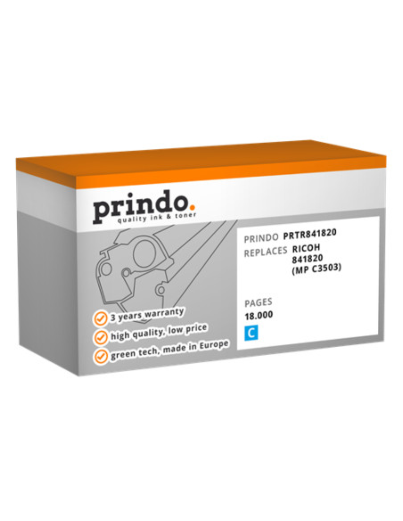 Toner Compatible Cyan pour Ricoh Aficio MP C3003 - 18 000 pages référence 841820