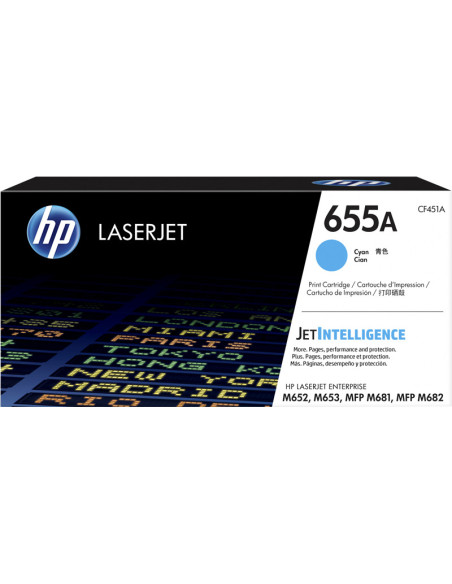 CF451A - Toner original HP 655A Cyan 10 500 pages 