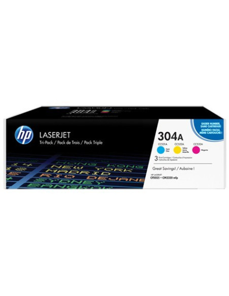 HP 304A Tri-pack - CF372AM - Toner HP - 1 x jaune, cyan, magenta - 2 800 pages 