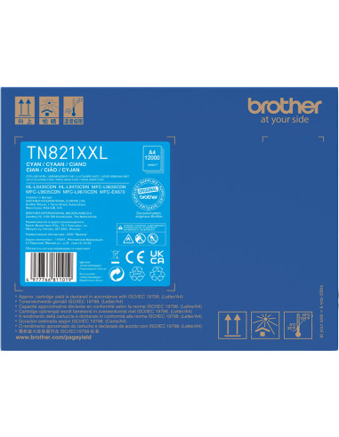 Toner BROTHER original Cyan TN-821XXLC - 12000 pages pour impression 