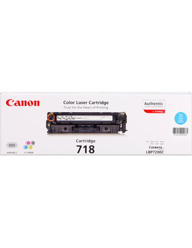 Toner CANON original 718 C Cyan 2661B002 pour 2900 pages 