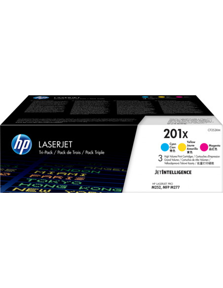 Toner HP original Multipack CF253XM Cyan / Magenta / Jaune 201X 