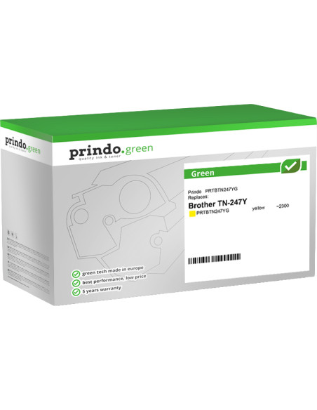 Toner Jaune Compatible TN247YG pour Brother - 2300 pages Prindo Green 