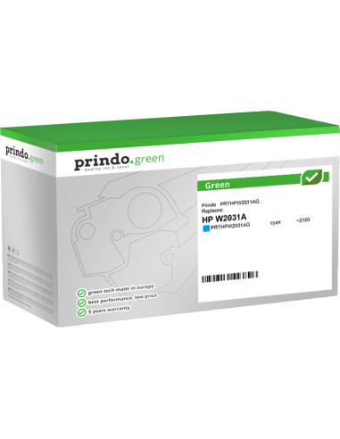 Toner HP Compatible W2031AG 2100 Cyan Prindo Green pour 415A 